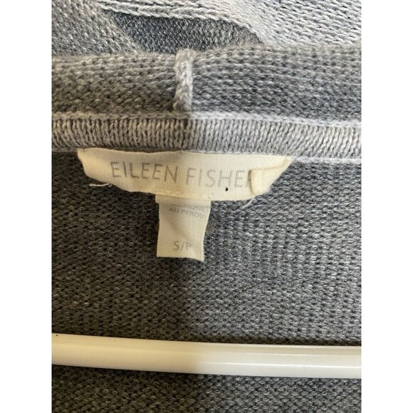 Eileen Fisher Organic Cotton Hooded Long Grey Cardigan Women’s Size Small S/P - Picture 4 of 8